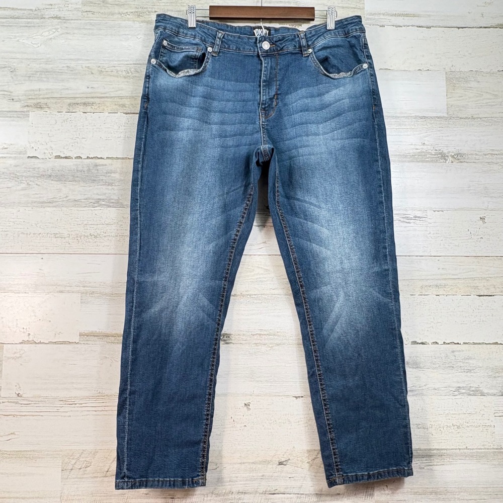 DKNY Jeans Mens Bedford Slim Fit Medium Wash Blue Stretch Denim Jeans‎ 36x28